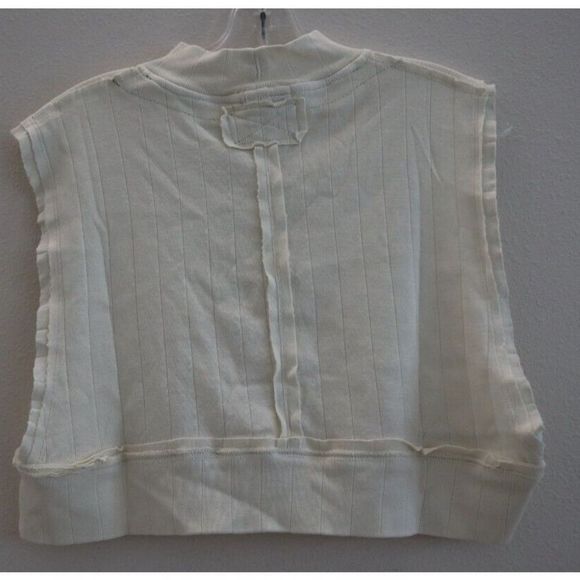 Free People x Tricia Fix Women's S Cream Harris Micro Crop Tank Top - Picture 2 of 7